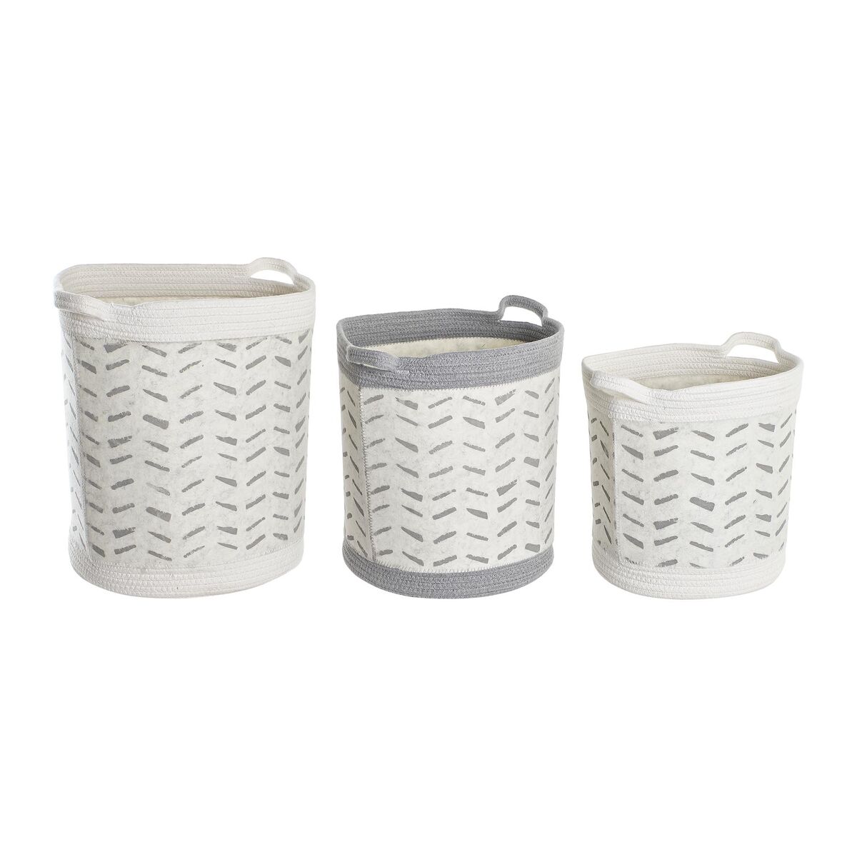 Set di Cestini DKD Home Decor Bianco Grigio 35 x 35 x 40 cm 3 Pezzi